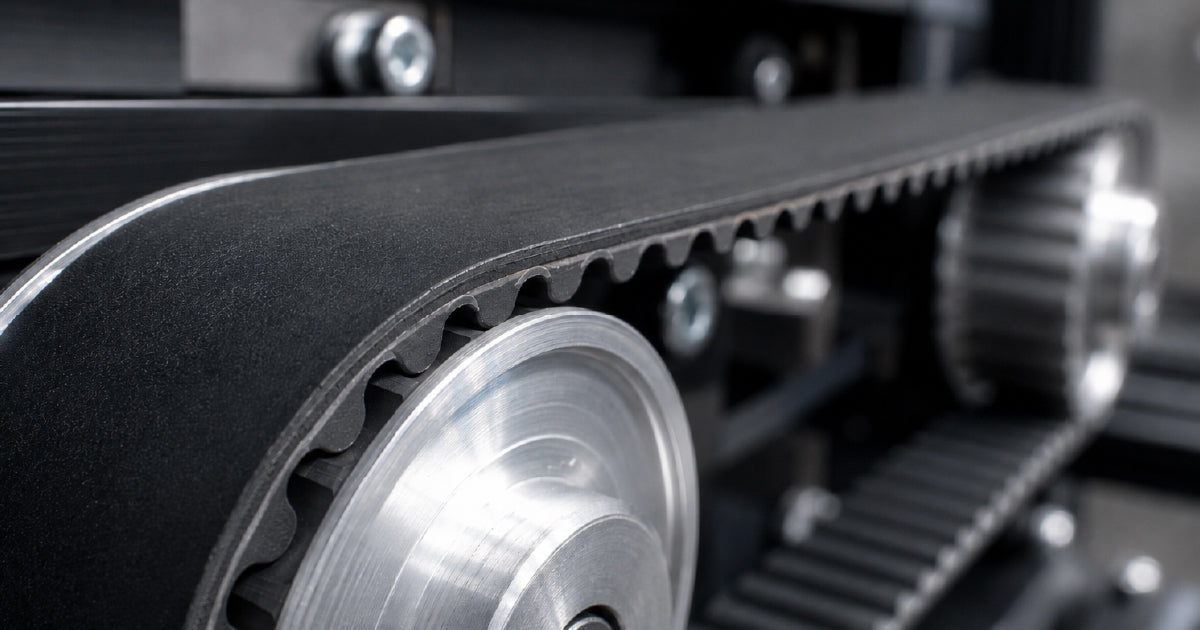 Synchronous timing belts showing HTD and GT3 tooth profiles with pitch identification for industrial drive system selection guide Australia