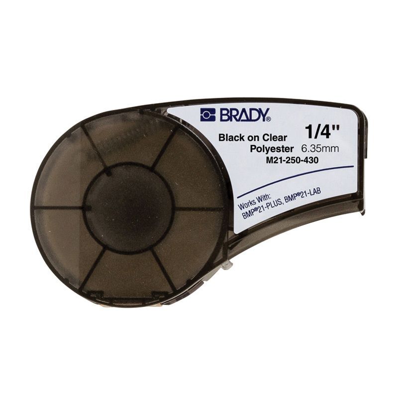 Brady M21-250-430 B-430 Clear Polyester Label Black on Clear 6.35mm x 6.4m