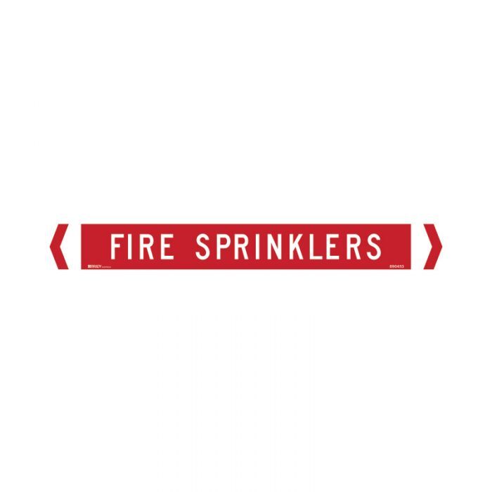 Brady Pipe Marker Fire Sprinklers White/Red >75mm O.D. - 10/Pack