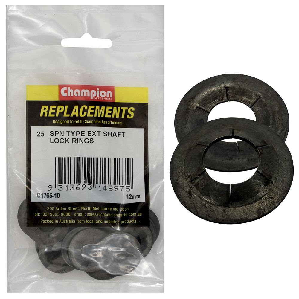 Champion C1765-10 External Lock Ring SPN Type 12mm - 25/Pack