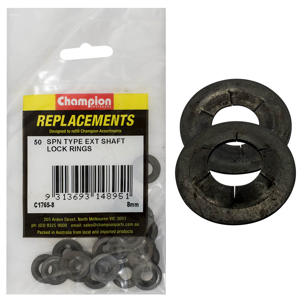 Champion C1765-8 External Lock Ring SPN Type 8mm - 50/Pack