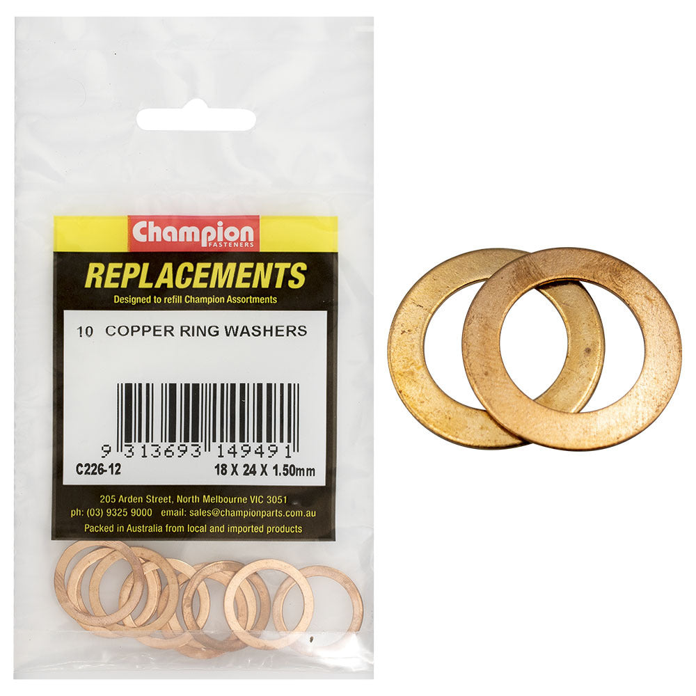 Champion C226-12 Copper Ring Washer 18 x 24 x 1.5mm - 10/Pack