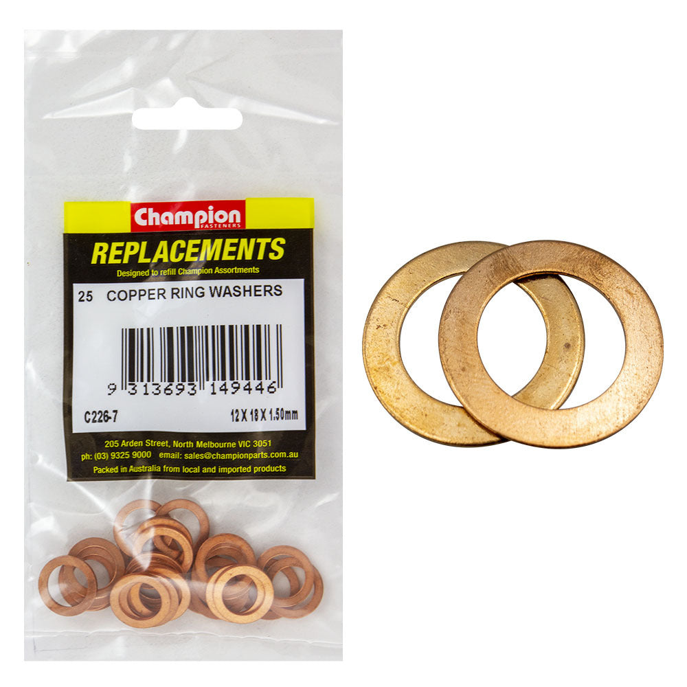Champion C226-7 Copper Ring Washer 12 x 18 x 1.5mm - 25/Pack