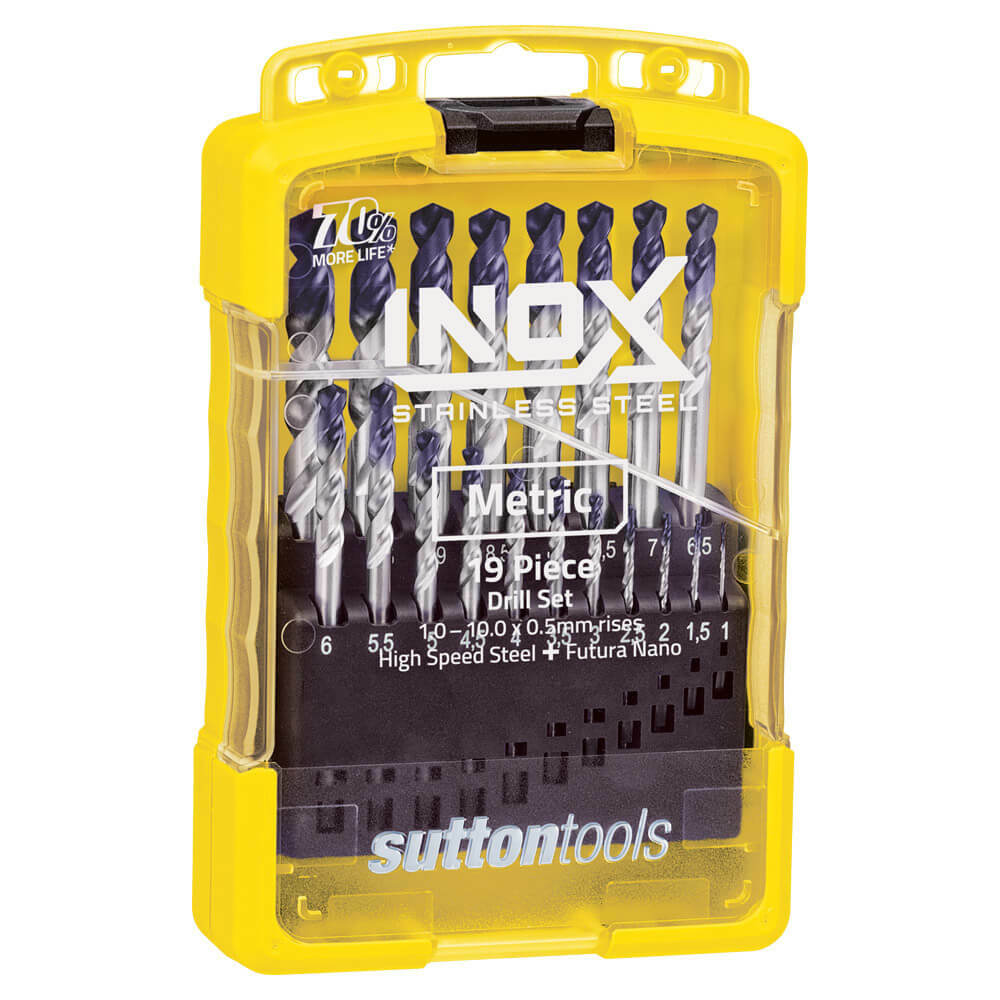 Sutton D180SM2 19 piece R40 Inox Jobber Metric Drill Set - HSS TiAlN2