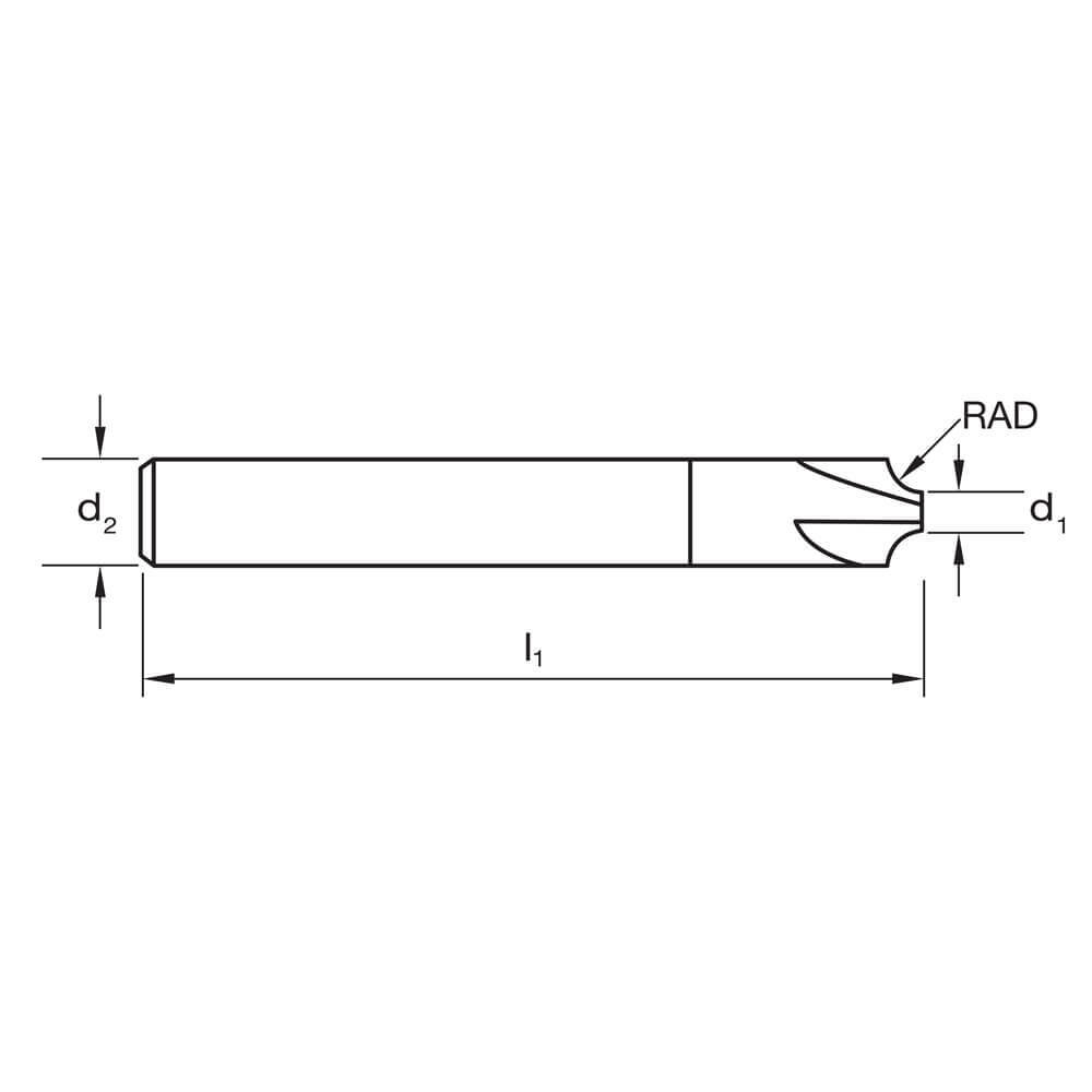 Sutton E458 Metric 4 Flute Chamfer Endmill Corner Radius VHM TiAlN3
