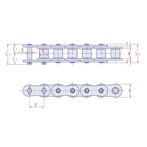 SY 140H-2 ASA Roller Chain Cottered Heavy Duplex 1-3/4" Pitch - Box of 10 Foot2