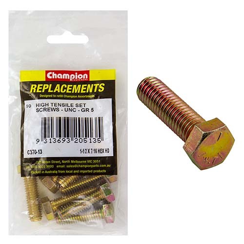 Unc High Tensile Set Screw Assortment Refill Champion 