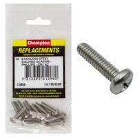 Champion C1860-8 Round Head Machine Screw 1/4 x 1" Stainless - 10/Pack