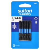 Sutton S206S05B06 HX4-6 x 50mm Hex Screwdriver Bit Set S206 Supatorq, 5 Pcs