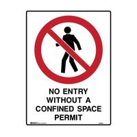 Brady Sign - No Entry Without a Confined Space Permit