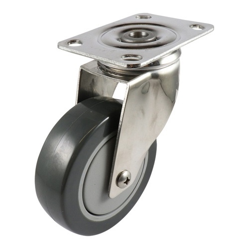 100mm Stainless Swivel Plate Castor - Urethane Wheel Grey G7