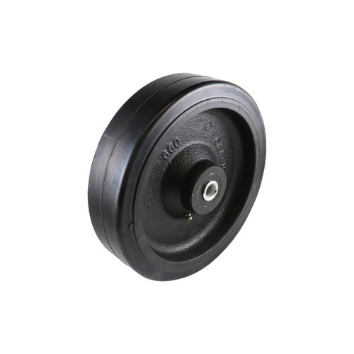 200mm Rubber Wheel - 20mm Roller Bearing Cast Iron Centre Black W2