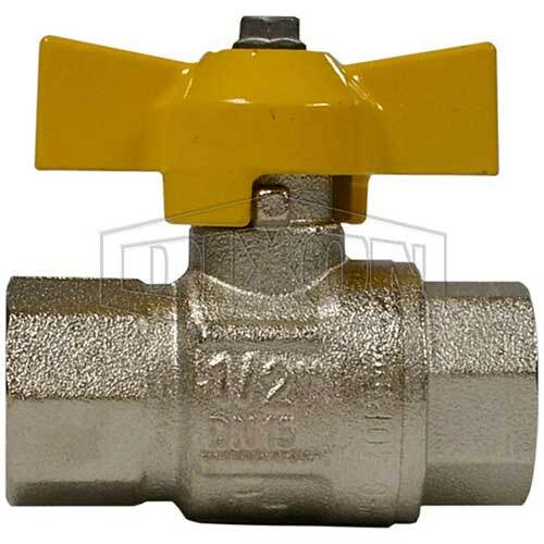 Dixon BBVAGAT006 1/4" Ball Valve T-Handle Nickel Plated Brass AGA Approved