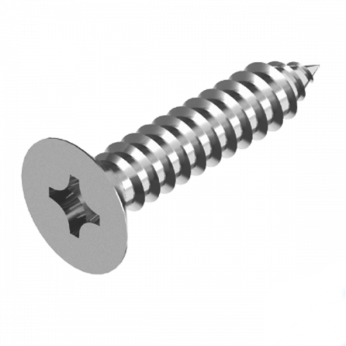 8G x 65 (2 1/2") 304 Stainless Steel Phillips Head Countersunk Self Tapping Screw - Box of 100