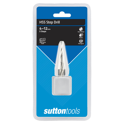 Sutton D50441205 Step Drill HSS Spiral 4-12mm (5 Steps)