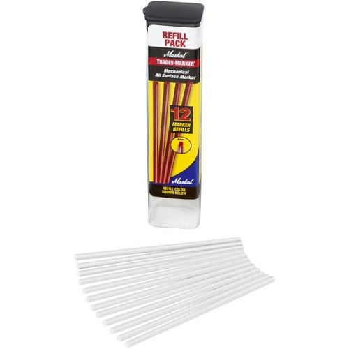 Markal Trades Marker Grease Pencil Refill Pack of 12 - White