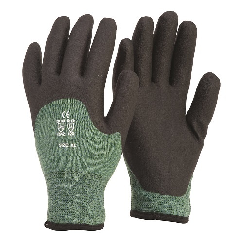 Frontier Cold Fighter Cut 5 Cut Resistant Gloves, Black/Green, Med - Pack of 6