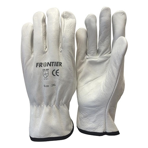 Frontier Standard Cowgrain Rigger Gloves White, Med - Pack of 12