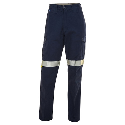 WS Workwear Mens Cargo Pants W/ Reflective Tape Navy, 82 Regular