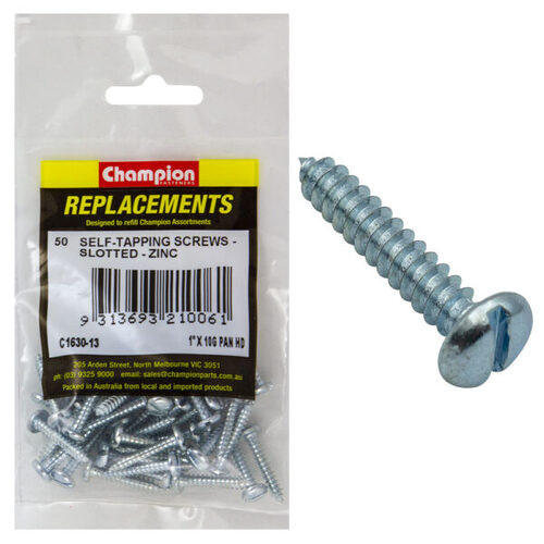 Champion C1630-13 Pan Head Combo/Slotted Screw 4.8 x 25mm - 50/Pack