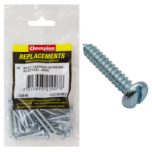 Champion C1630-14 Pan Head Combo/Slotted Screw 4.8 x 38mm - 30/Pack