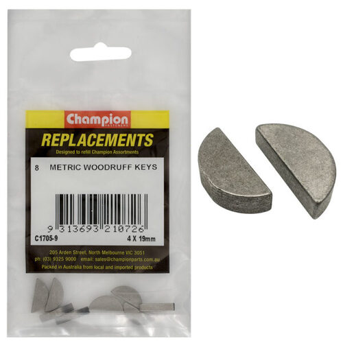 Champion C1705-9 Woodruff Key Metric 4 x 19mm - 8/Pack