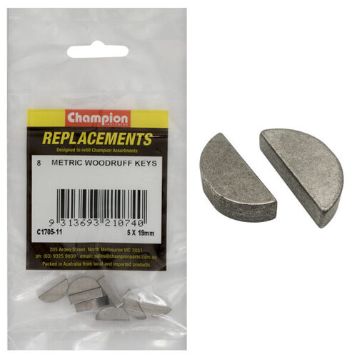 Champion C1705-11 Woodruff Key Metric 5 x 19mm - 8/Pack