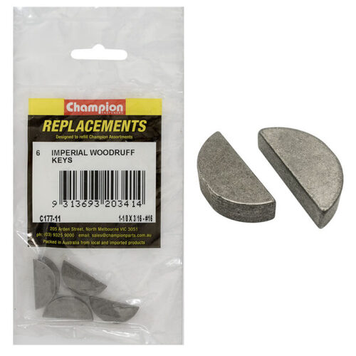 Champion C177-11 Woodruff Key Imperial 1-1/8 x 3/16" - 6/Pack