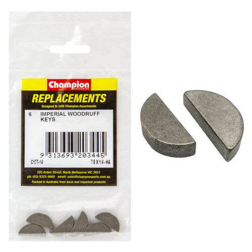 Champion C177-14 Woodruff Key Imperial 7/8 x 1/4" - 6/Pack