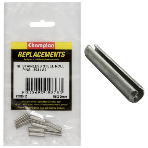 Champion C1815-10 Roll Pin Metric Stainless 5 x 20mm - 10/Pack