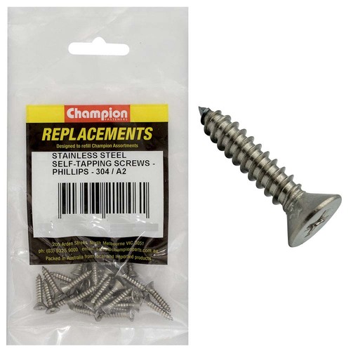 Champion C1820-12 Self Tapping Screw CSK Phillips 4.8 x 13mm - 30/Pack