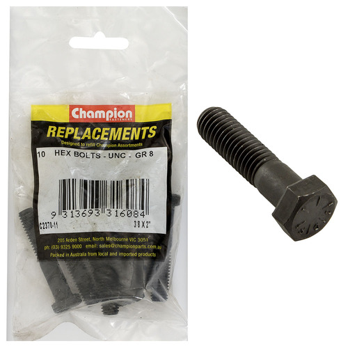 Champion C2370-11 Hex Bolt 3/8 x 2" -  10/Pack