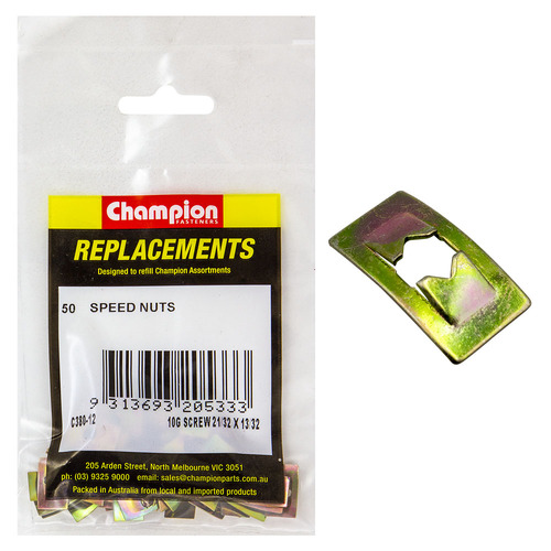 Champion C380-12 Speed Nut Flat Screw 16.6 x 10.3 x 4.8mm - 50/Pack