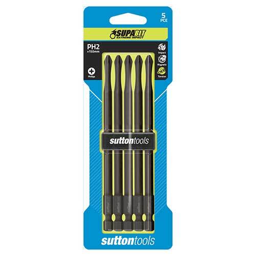 Sutton S15102152 #2 x 152mm Phillips Screwdriver Bit Torsion 5 Pack