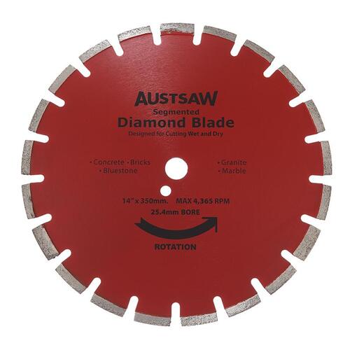 Austsaw 350mm (14") Diamond Blade Segmented Asphalt - 25.4/20mm Bore