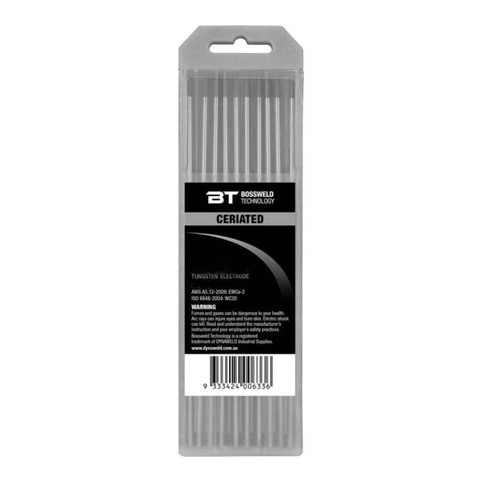 Bossweld Ceriated Tungsten Electrodes 1.6 x 178mm - Box of 20 (2 Packs of 10)