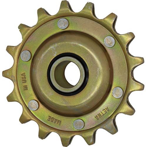 Aetna 5/8" Pitch 17 Tooth x 7/8" ID Yellow Zinc Single Idler Sprocket