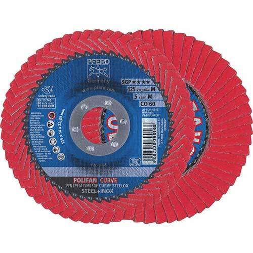 Pferd Polifan Flap Disc SGP Ceramic - Steel/Inox Curve M 125mm - Pack of 5