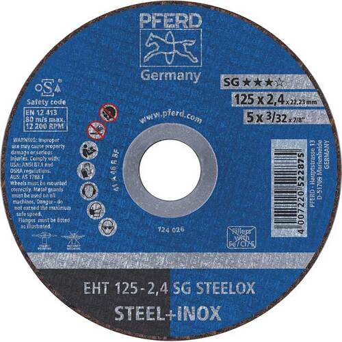 Pferd Flat Cut-Off Wheel Premium Steelox 125 x 2.4mm 61331432 - Pack of 25