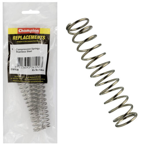 Champion C1802-26 Compression Spring 95 x 16 x 1.6mm - 316/A4 - 6/Pack