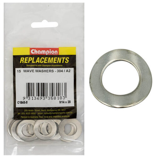 Champion C1845-8 Wave Washer M14 x 28mm Stainless Steel - 15/Pack