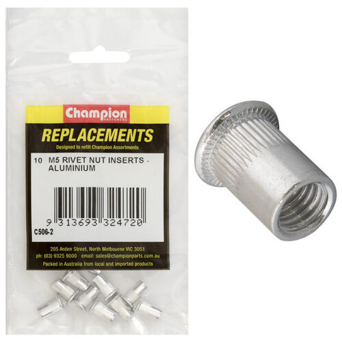 Champion C506-2 Rivet Nut Insert Aluminium M5 x 0.8mm - 10/Pack