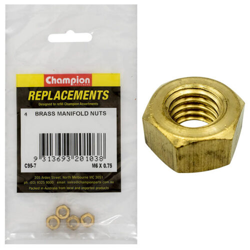 Champion C95-7 Manifold Nut Brass M6 x 0.75mm - 4/Pack