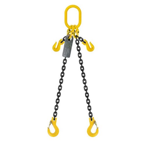 Grade 80 Chain Sling 6mm x 1m 2 Leg W/ Clevis Grab Shortner & Sling Hook