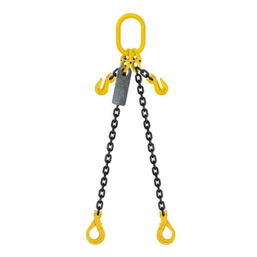 Grade 80 Chain Sling 6mm x 1m 2 Leg W/ Clevis Grab Shortner & Self Locking Hook