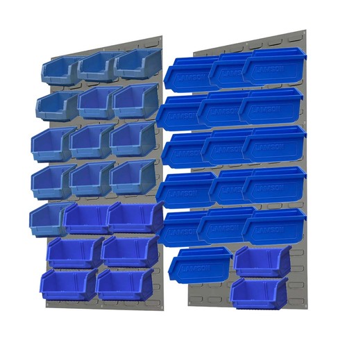 Ezylok LP4 Louvred Panel & Size 3Z (4pc), 4(9pc), 5(16pc) & 6(8pc) Plastic Bin - Blue