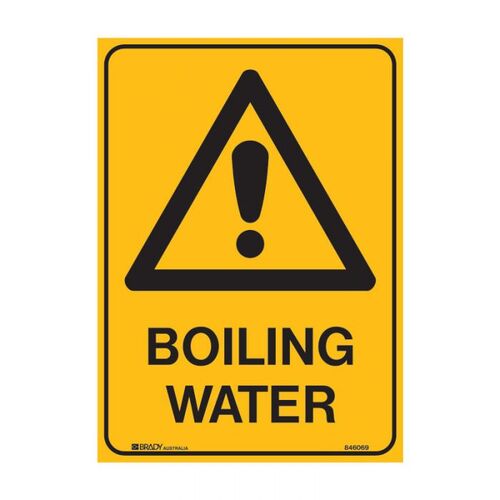 Brady Warning Sign - Boiling Water 450 x 300mm Metal (Colorbond Steel)