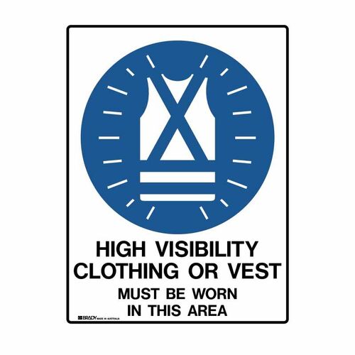 High Vis Clothing Or Vest Must be Worn In This Area 300 x 225mm UltraTuff Metal
