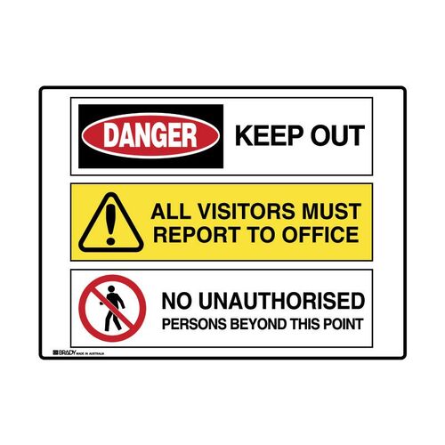 Brady Multiple Message Sign - Keep Out 600 x 450mm Metal
