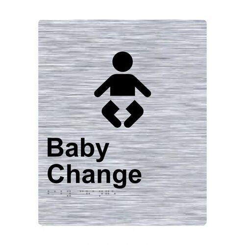 Brady Braille Sign - Baby Change 220 x 180mm Stainless Steel